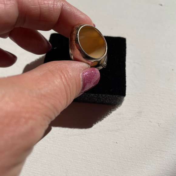 Mother of Pearl Inlay Clear Quartz Ring Size 7 - Picture 4 of 11